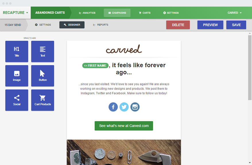 Magento And Shopify Abandoned Cart Email Extension Recapture Io Abandoned Cart Email Template Shopify